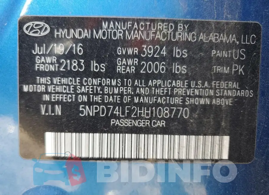 5NPD74LF2HH108770 Photo# 12