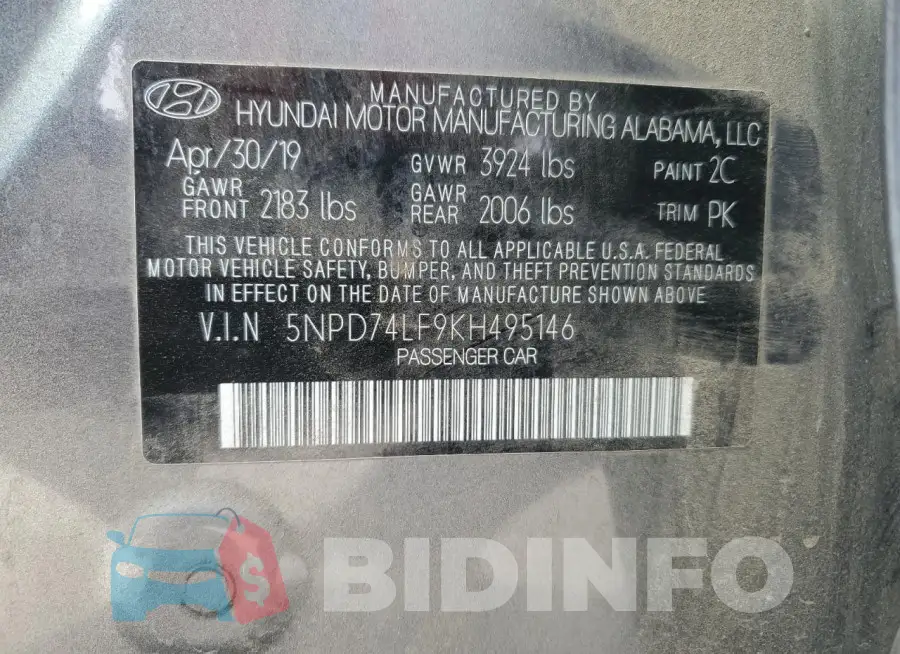 5NPD74LF9KH495146 Photo# 12