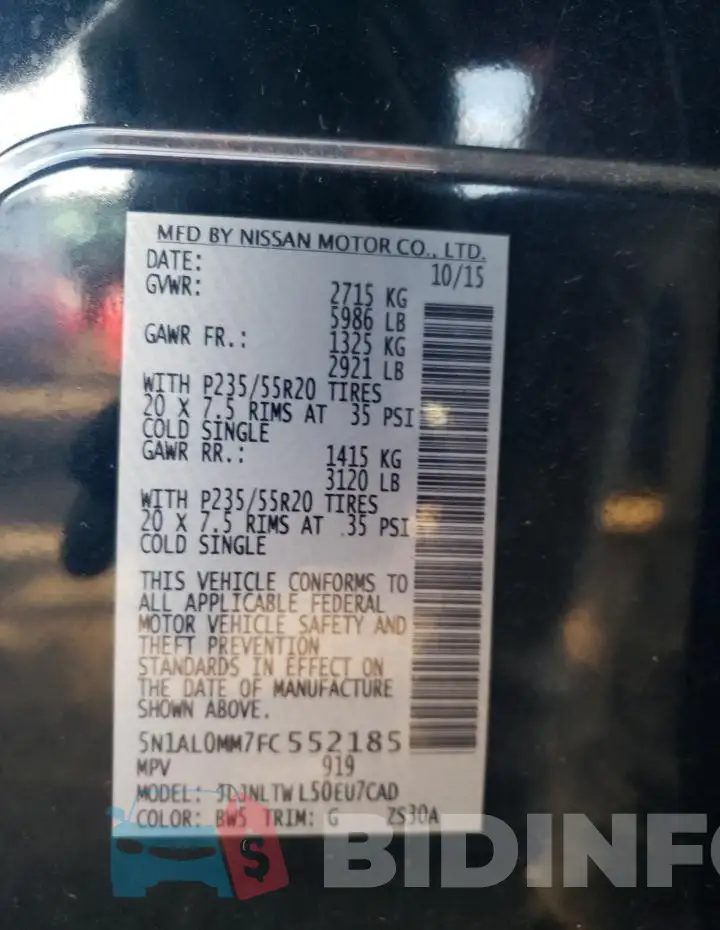 5N1AL0MM7FC552185 Photo# 13