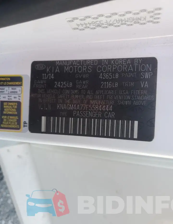 KNAGM4A77F5584444 Photo# 13
