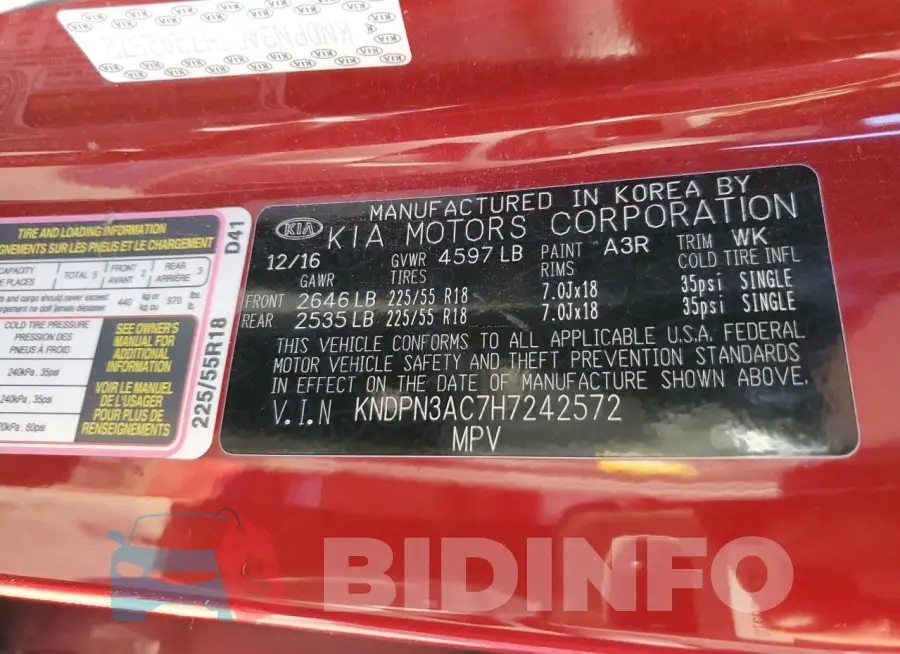 KNDPN3AC7H7242572 Photo# 13