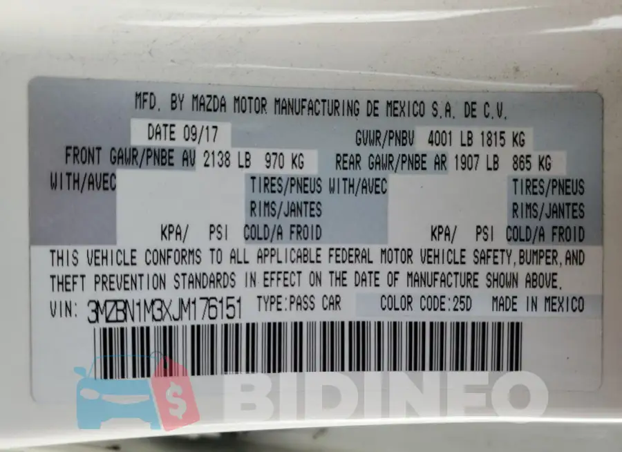 3MZBN1M3XJM176151 Photo# 12