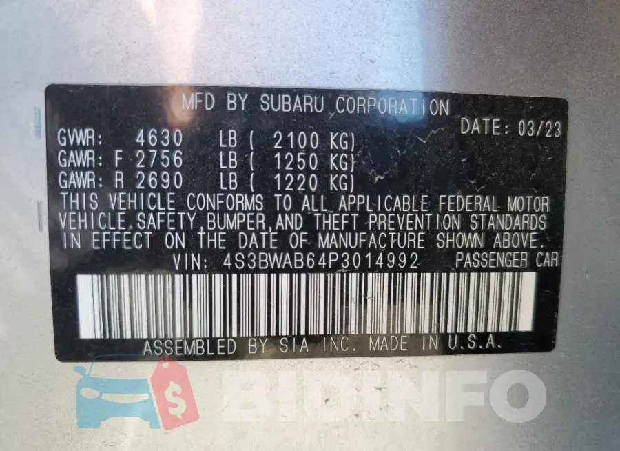 4S3BWAB64P3014992 Photo# 12