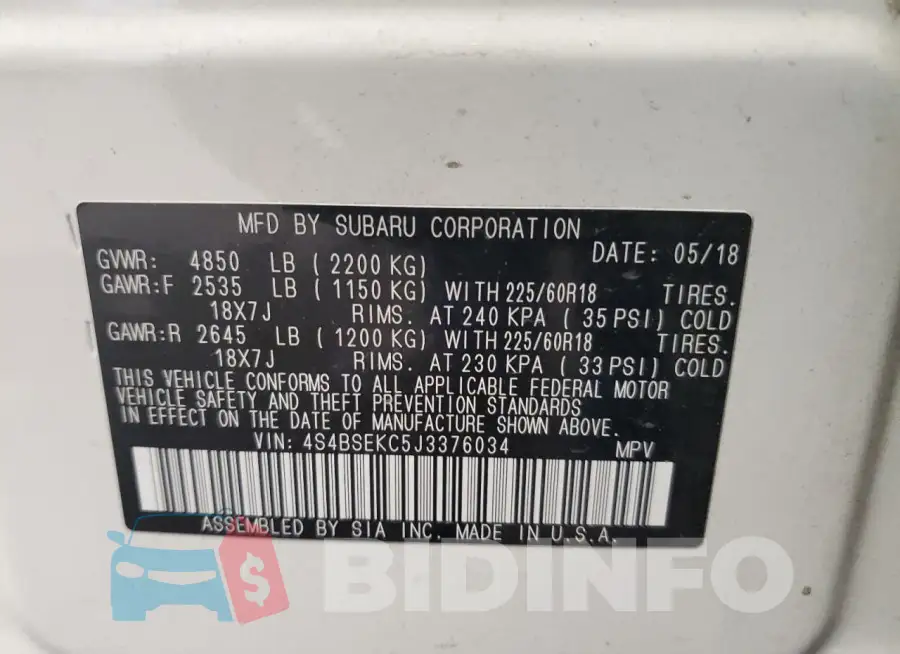 4S4BSEKC5J3376034 Photo# 13
