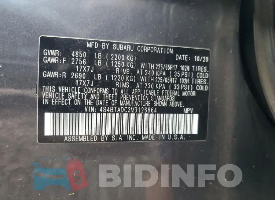 4S4BTADC3M3126864 Photo# 13