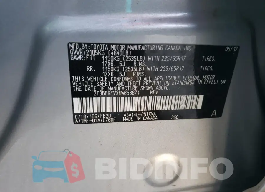 2T3BFREVXHW658674 Photo# 12