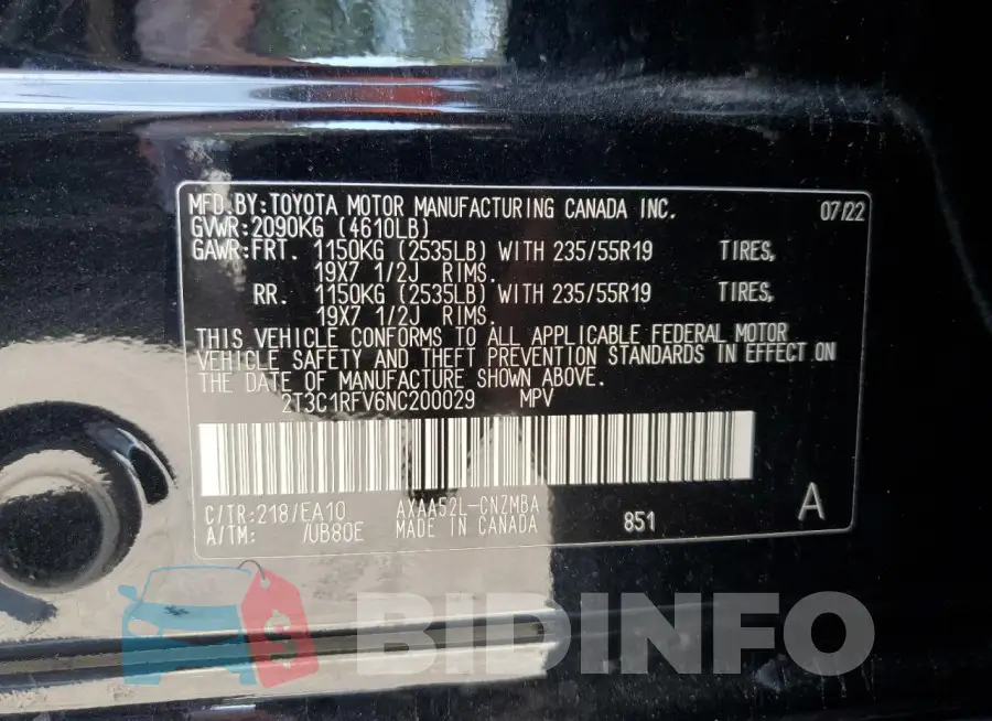 2T3C1RFV6NC200029 Photo# 13