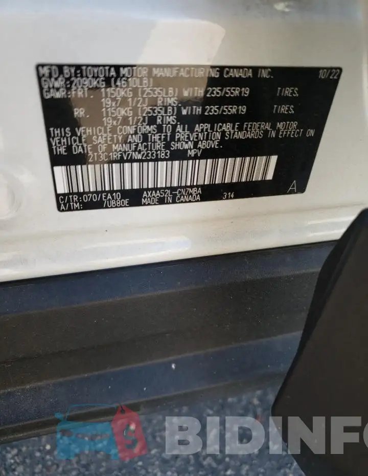 2T3C1RFV7NW233183 Photo# 13