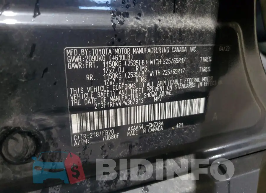2T3F1RFV4PW367813 Photo# 14
