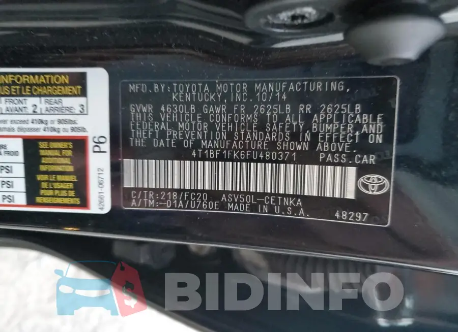 4T1BF1FK6FU480371 Photo# 13