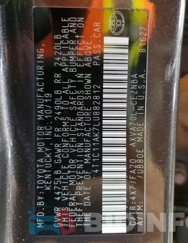 4T1C11AK7LU882812 Photo# 13