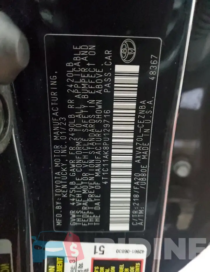 4T1C11AK8PU129716 Photo# 12