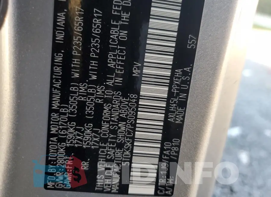 5TDKSKFC7PS095048 Photo# 13