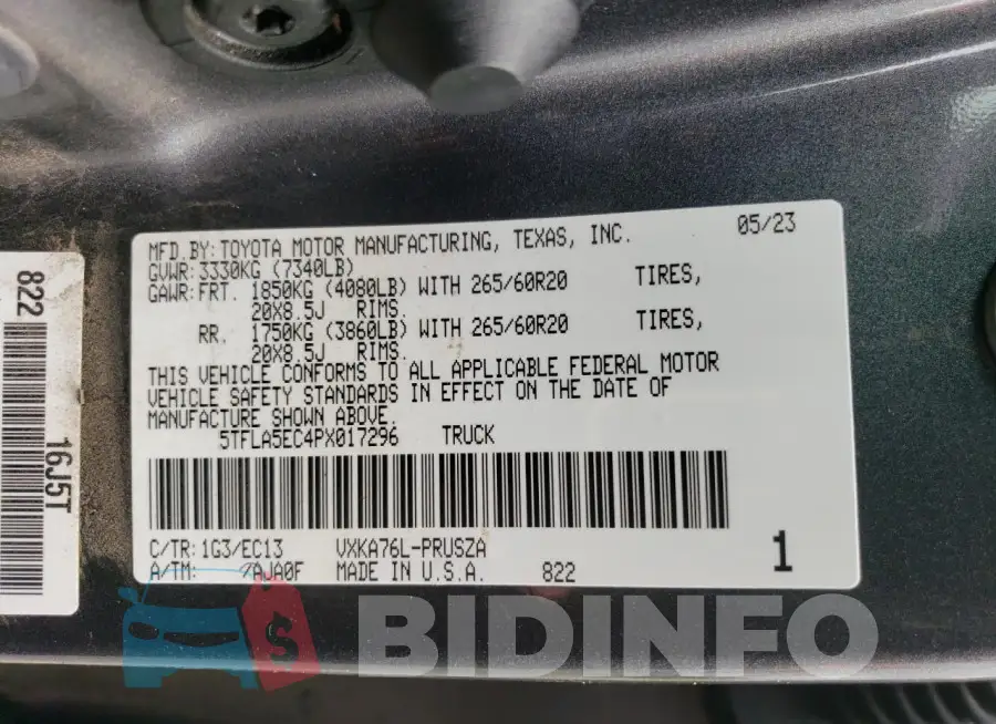 5TFLA5EC4PX017296 Photo# 12