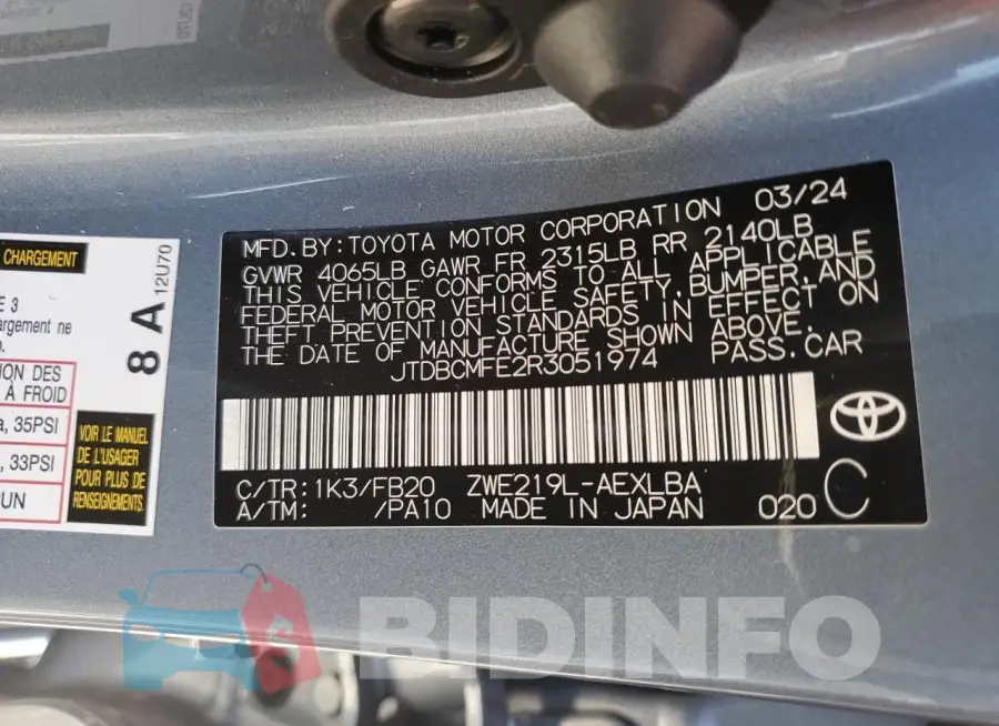 JTDBCMFE2R3051974 Photo# 12