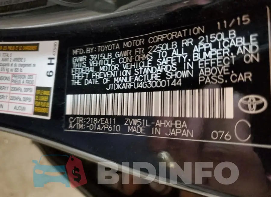 JTDKARFU4G3000144 Photo# 13