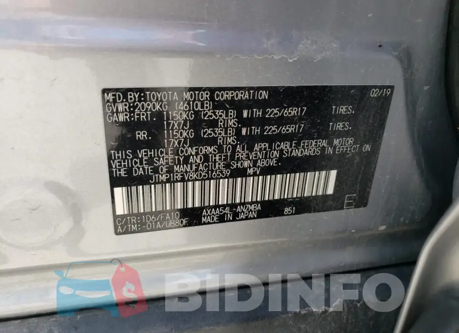 JTMP1RFV8KD516539 Photo# 13