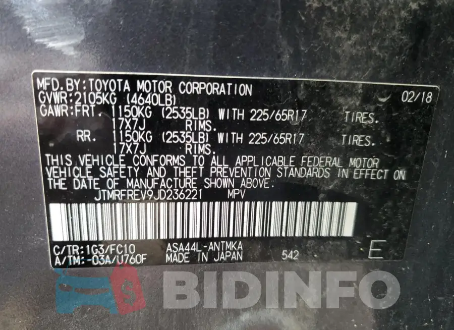 JTMRFREV9JD236221 Photo# 13