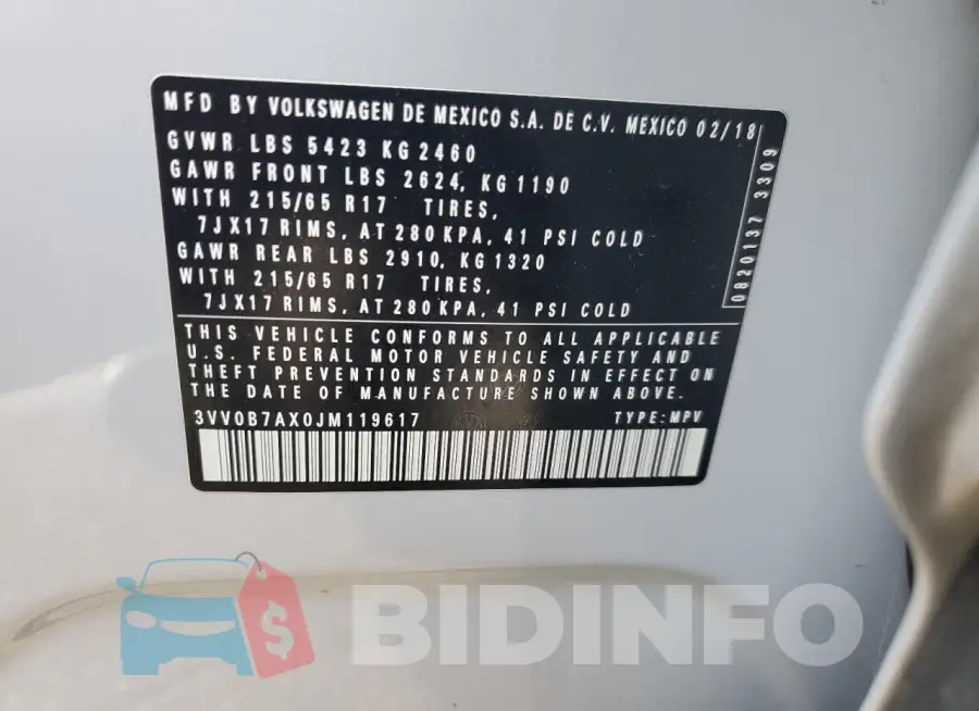 3VV0B7AX0JM119617 Photo# 13
