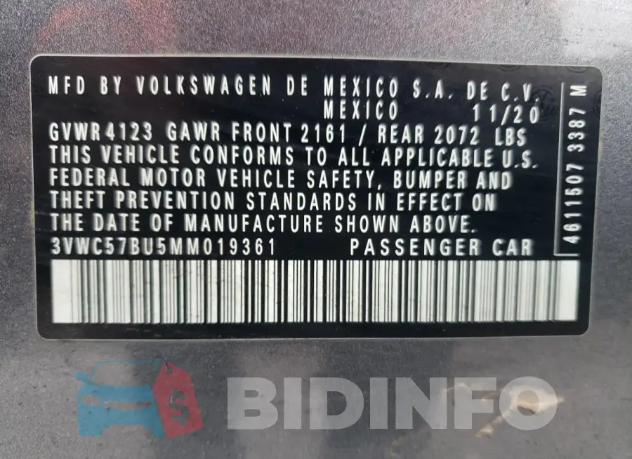 3VWC57BU5MM019361 Photo# 13