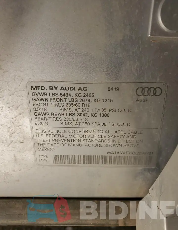 WA1ANAFYXK2096701 Photo# 14