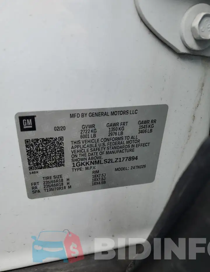 1GKKNMLS2LZ177894 Photo# 13