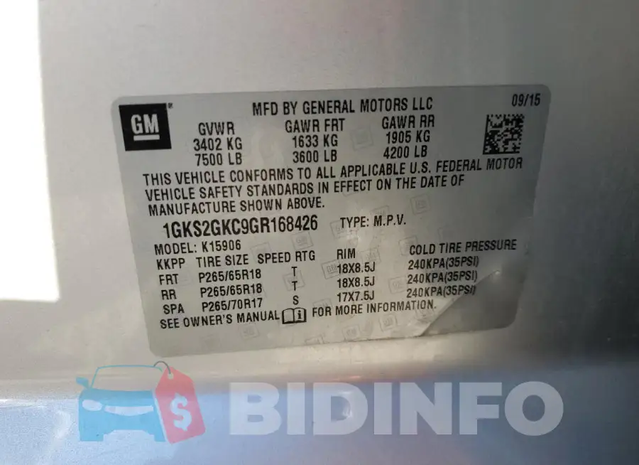 1GKS2GKC9GR168426 Photo# 13