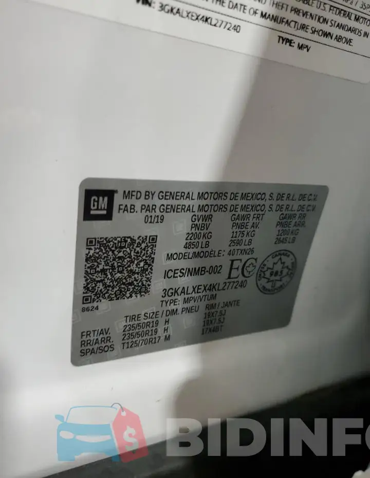 3GKALXEX4KL277240 Photo# 13