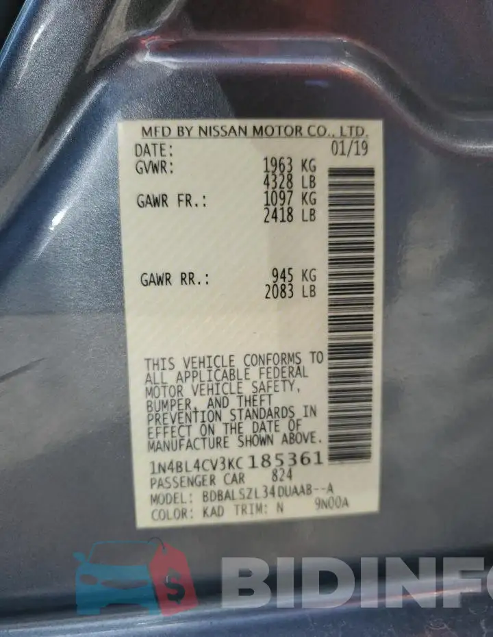 1N4BL4CV3KC185361 Photo# 12