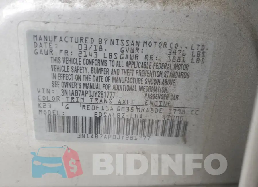 3N1AB7AP0JY281777 Photo# 12