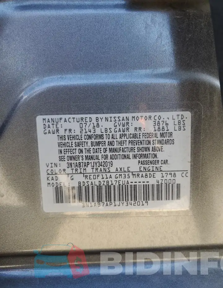 3N1AB7AP1JY342019 Photo# 12
