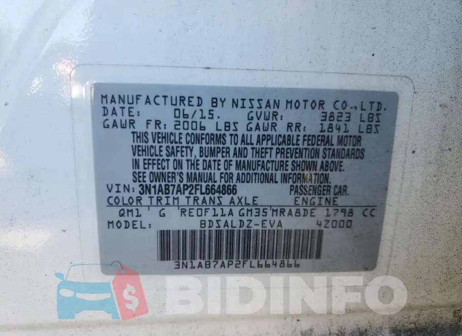 3N1AB7AP2FL664866 Photo# 12