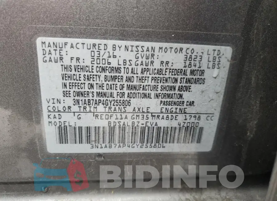 3N1AB7AP4GY255806 Photo# 12