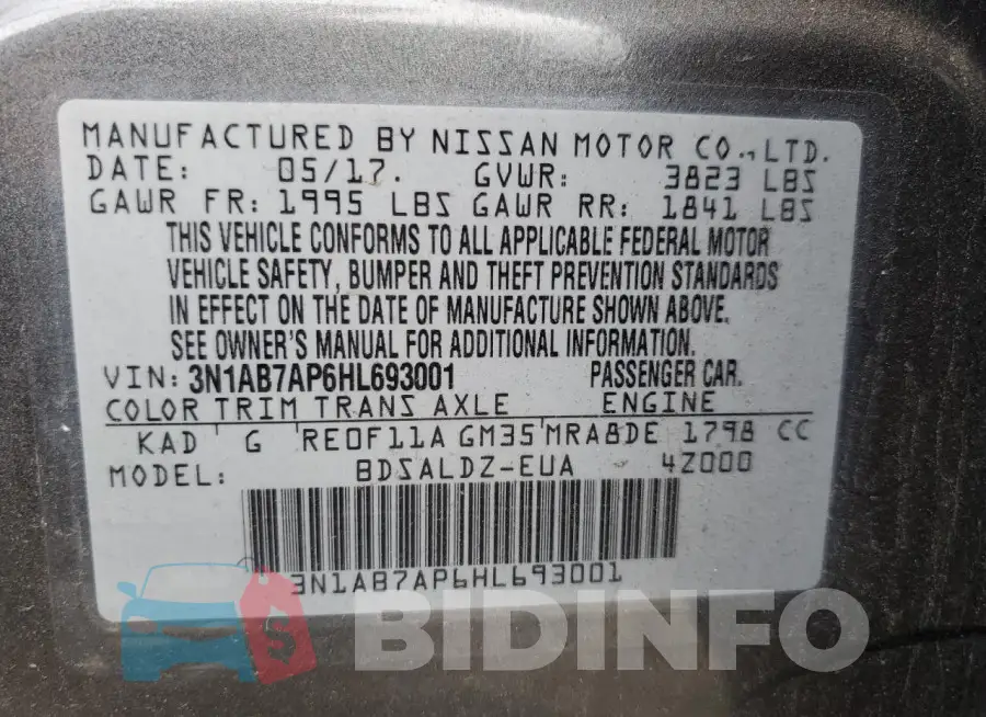 3N1AB7AP6HL693001 Photo# 12