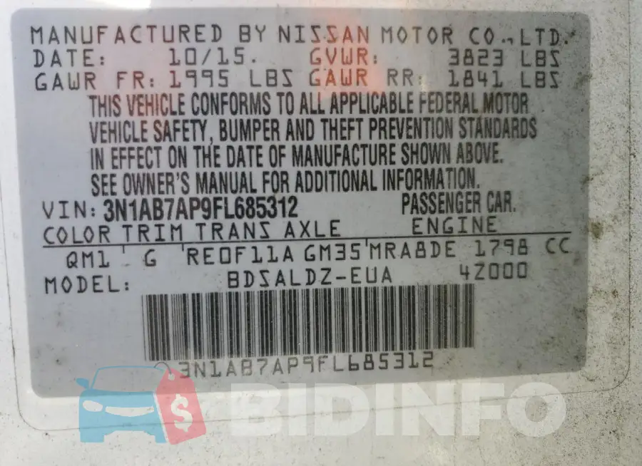 3N1AB7AP9FL685312 Photo# 12