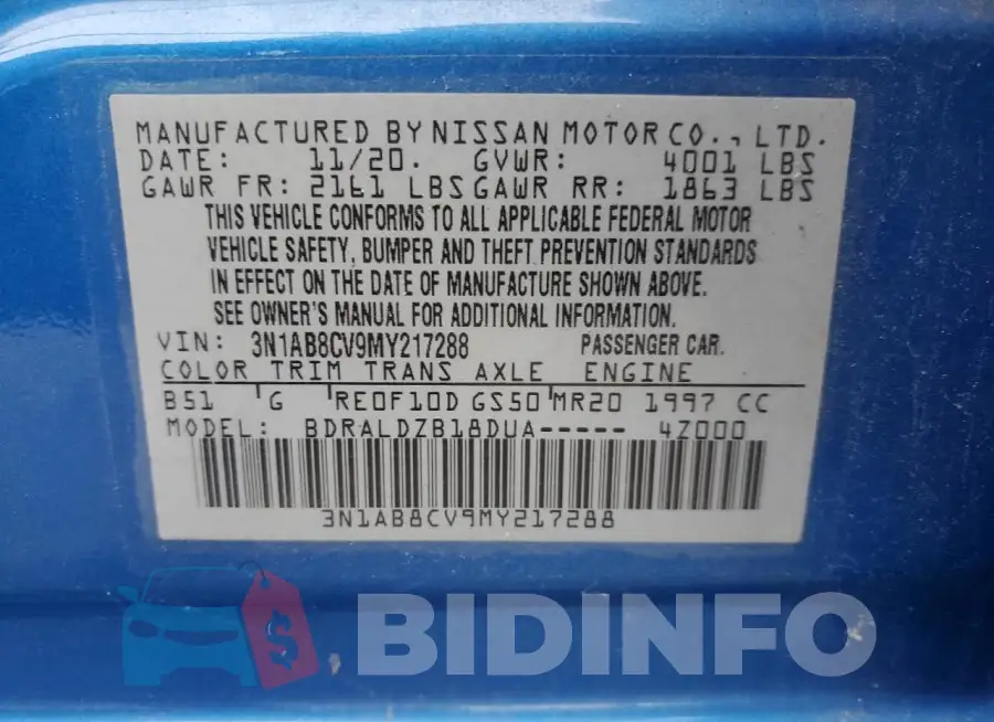 3N1AB8CV9MY217288 Photo# 12