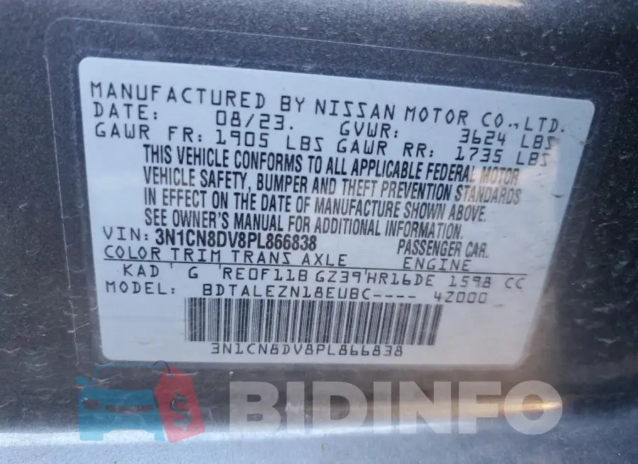 3N1CN8DV8PL866838 Photo# 12
