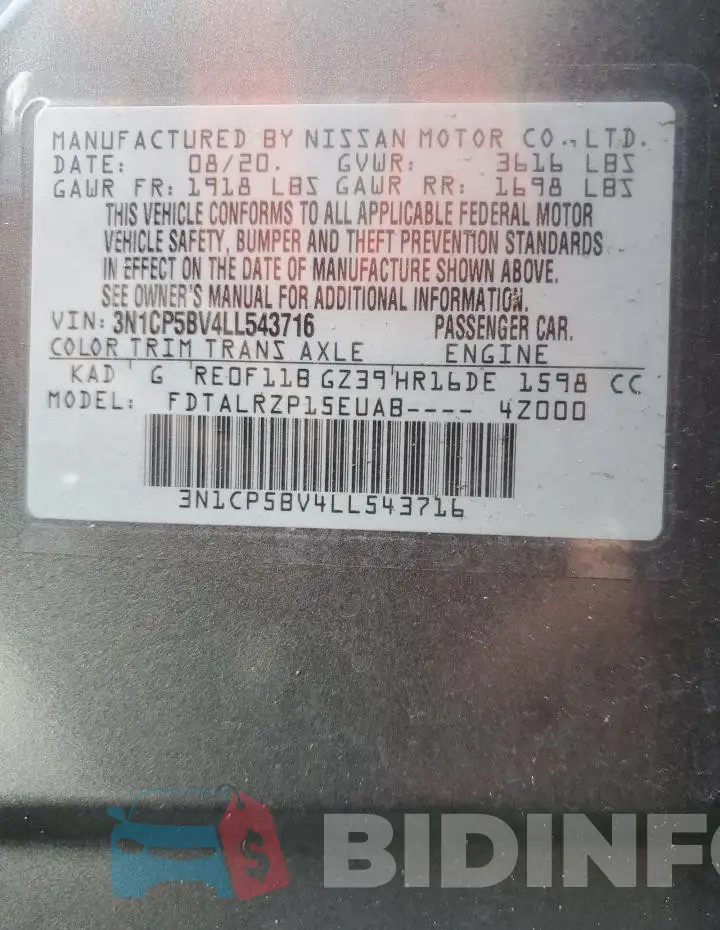 3N1CP5BV4LL543716 Photo# 14