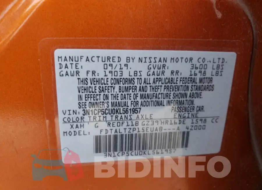 3N1CP5CU0KL561957 Photo# 14