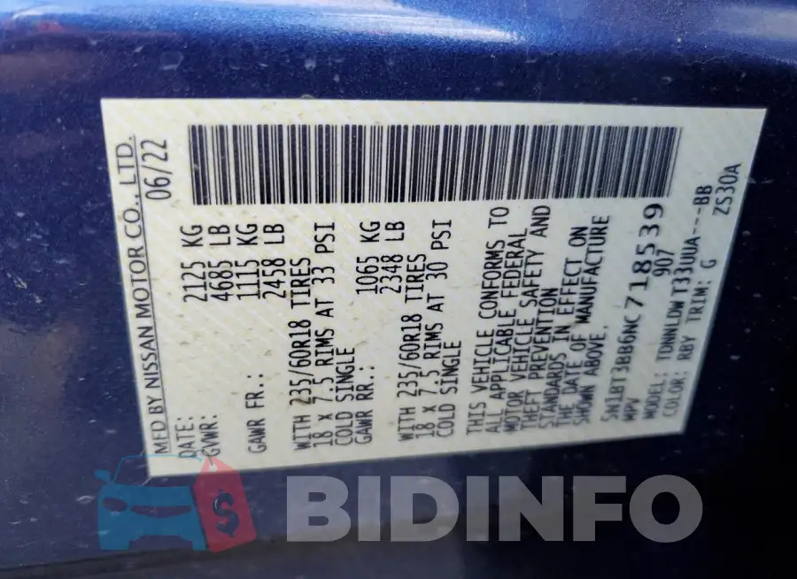 5N1BT3BB6NC718539 Photo# 12
