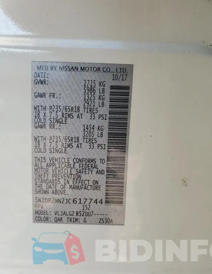 5N1DR2MN2JC617744 Photo# 13