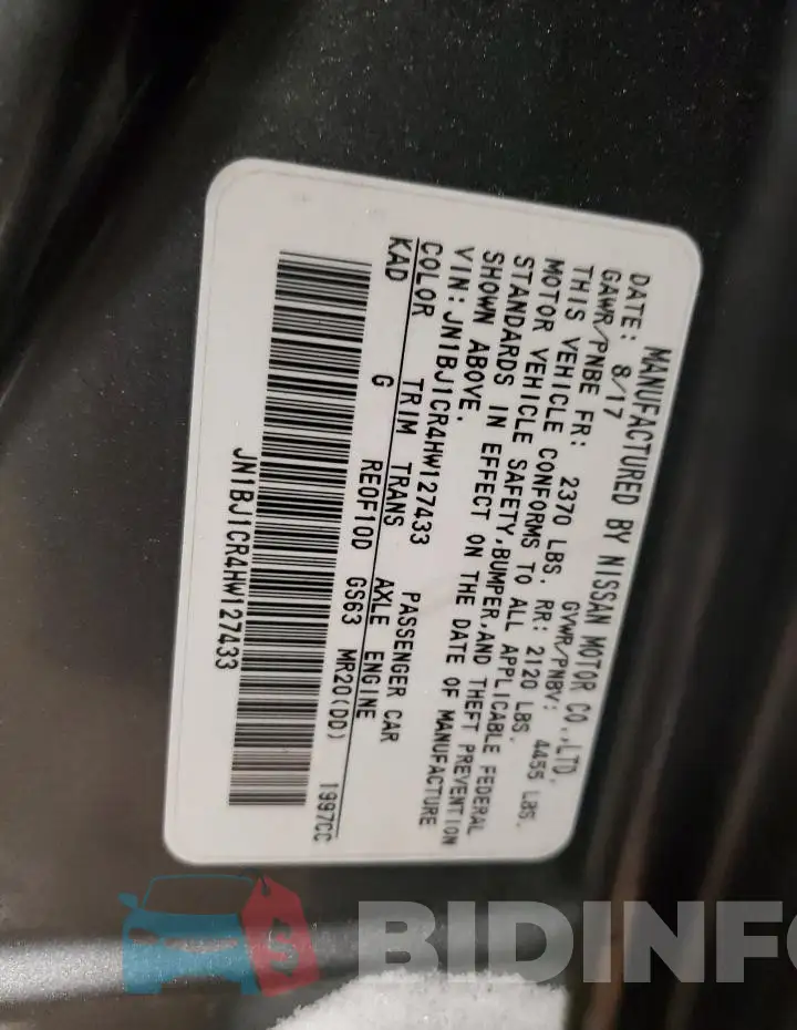 JN1BJ1CR4HW127433 Photo# 13