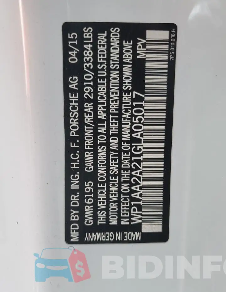 WP1AA2A21GLA05017 Photo# 12