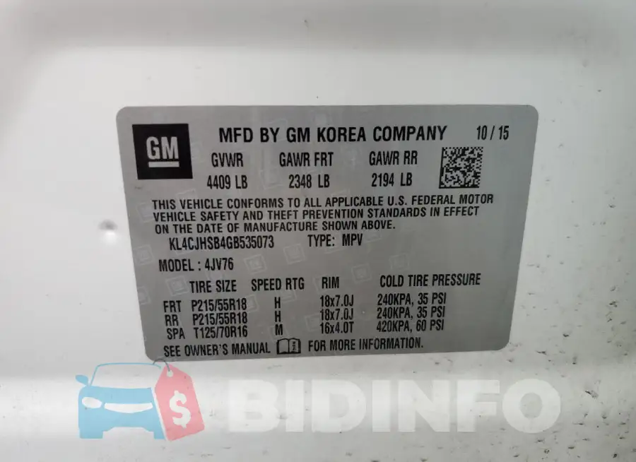 KL4CJHSB4GB535073 Photo# 13