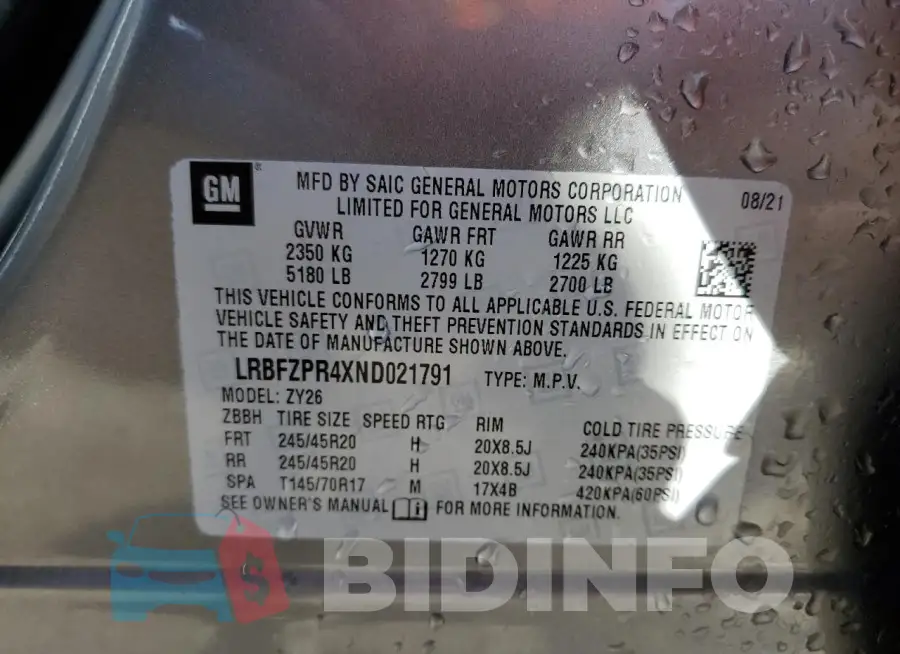 LRBFZPR4XND021791 Photo# 14