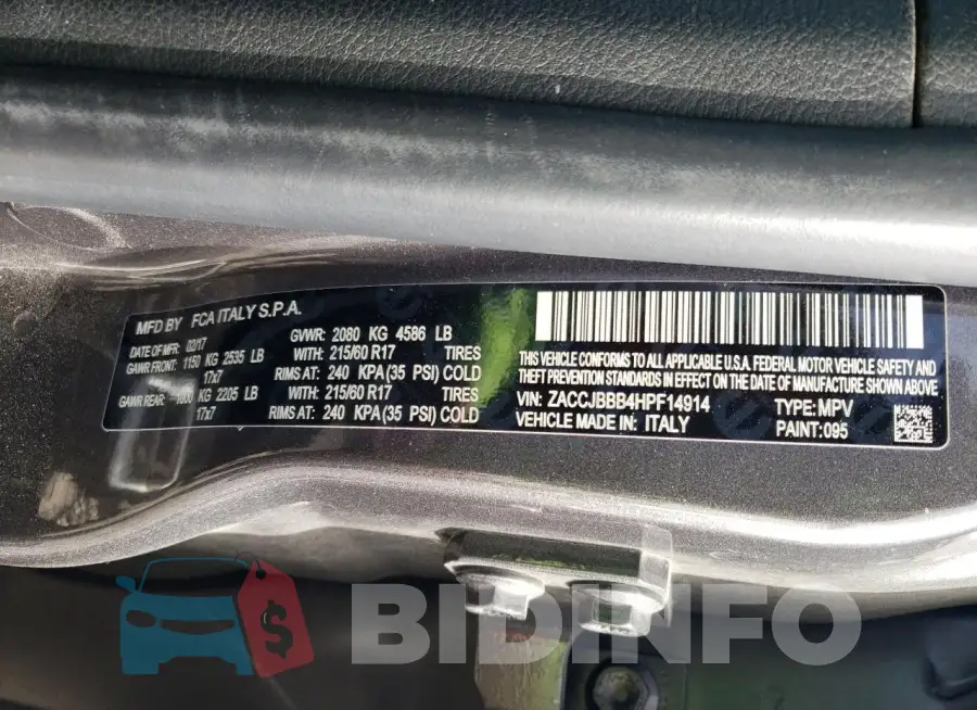 ZACCJBBB4HPF14914 Photo# 13