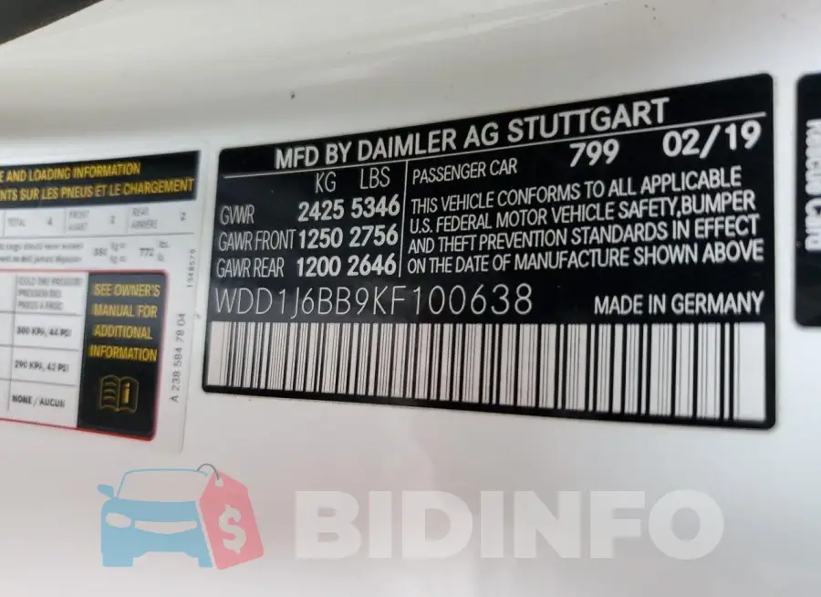 WDD1J6BB9KF100638 Photo# 12