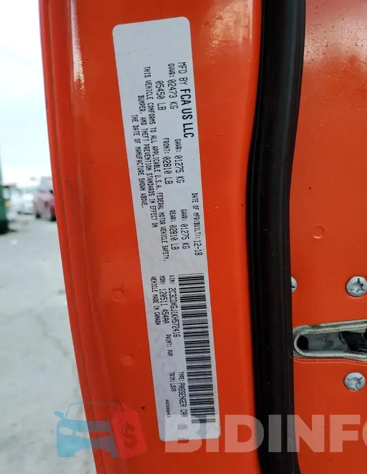 2C3CDXGJ1KH572416 Photo# 12