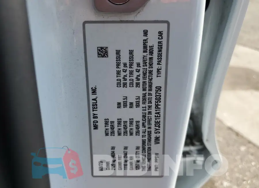 5YJ3E1EA1PF503750 Photo# 12