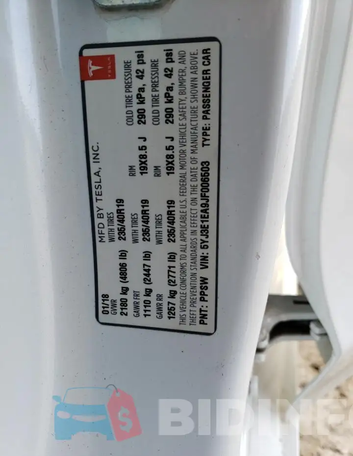 5YJ3E1EA9JF006503 Photo# 12